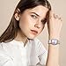 JewelryWe Reloj Cuadrado Analógico Mujer: Escala de Barra Simple Elegante Correa de Acero Inoxidable Plata Ajustable Esfera Morada Imagen de JewelryWe Reloj Cuadrado Analógico Mujer: Escala de Barra Simple Elegante Correa de Acero Inoxidable Plata Ajustable Esfera Morada