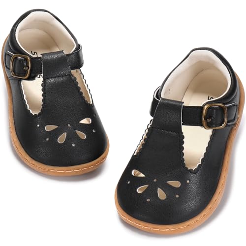STQ KIDS School Shoes for Girls Footwear Mary Jane Toddler Ballet Comfortable Dress Shoe Black Toddler 7