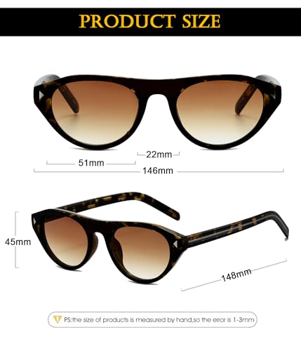 Image of EYLRIM Retro Oval Cat Eye Sunglasses for Women Men Trendy Flat Top Narrow Cateye Shades UV400 Protection