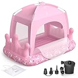 QPAU Inflatable Toddler Travel Bed, (Rainbow, Pink)