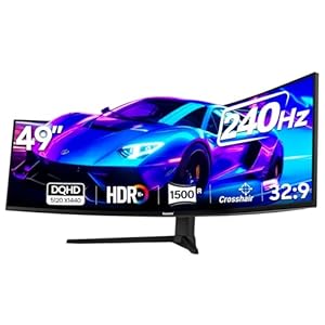 Gawfolk 49 Zoll Curved Gaming Monitor 240Hz, Dual QHD 5120x1440, 1500R, 32:9, PBP/Pip, Höhenverstellbarer Ultra-Wide Computer Bildschirm für Multitasking, VA-Panel mit 3000:1 Kontrast, VESA 75 * 75MM