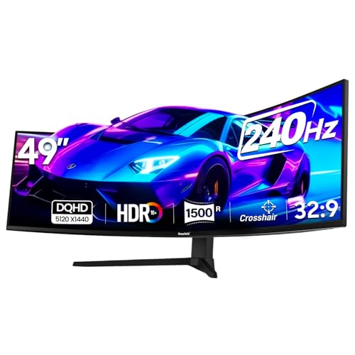Gawfolk 49 Zoll Curved Gaming Monitor 240Hz, Dual QHD 5120x1440, 1500R, 32:9, PBP/Pip, Höhenverstellbarer Ultra-Wide Computer Bildschirm für Multitasking, VA-Panel mit 3000:1 Kontrast, VESA 75 * 75MM