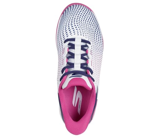 Skechers Baskets Viper Court Reload pour Femme, Blanc, Bleu Marine, Rose, 37 EU, Blanc, Bleu Marine, Rose, 37.5 EU