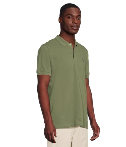 Image of U.S. POLO ASSN. Men Cotton Regular Fit Solid Polo With Small Pony | Two-Button Closure Pique Polo Shirt, Summer Fashion Golf Shirt