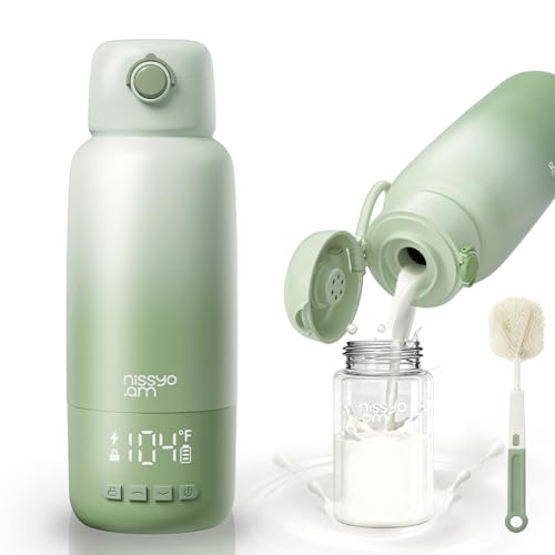 Image of NISSYO.AM Portable Bottle Warmer, 17oz Fast Heating Baby Bottle Warmer for Breast Milk, Formula & Water, Long-Lasting Heat Retention Travel Milk Warmer for Car and On-The-Go, Green
