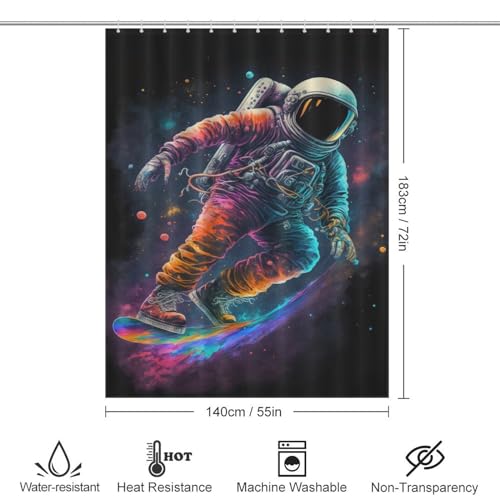 Astronaute rideau de douche polyester lavable en machine 140x183cm - 4
