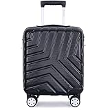 Travelhouse Suitcase travel case hardshell carry-on luggage 16' with universal silent airplane spinner wheels, lightweight TSA lock, cool rolling, suitable for business travel (black)