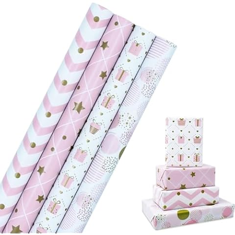 Pink Gift Wrapping Paper Roll Set Cover