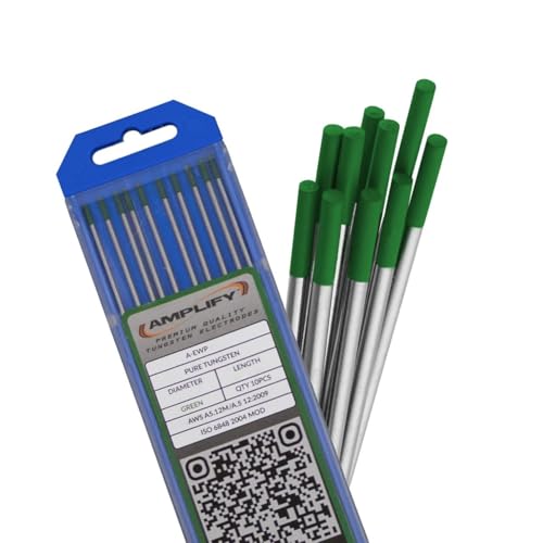 Arc-Zone Amplify Tungsten Electrode for TIG Welding, Pure 1/16' x 7' (Green, EWP) 10 Pack
