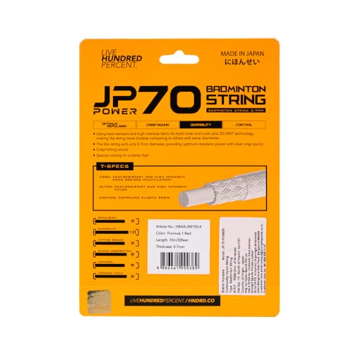 Image of Hundred JP 70 Power Badminton String | 0.70 mm High Repulsion & Power | Superior Durability & Tension Hold | Crisp Hitting Sound | Pro-Level Performance