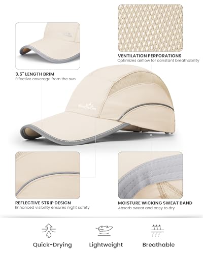 Image of GXCROR Quick-Dry Running Hat for Men & Women - UPF 50+ Breathable Mesh, Reflective Sports Cap for Outdoor, Hiking