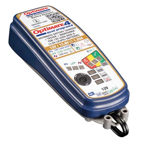 Mantenedor de 9 pasos Optimate 4 Quad Program TM631 con carga sellada de 1.25A 2