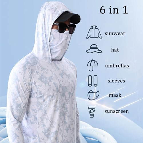 6-in-1 Professional Upf50+ Fishing Clothing, Men's Rash Guard Shirts Long Sleeve4