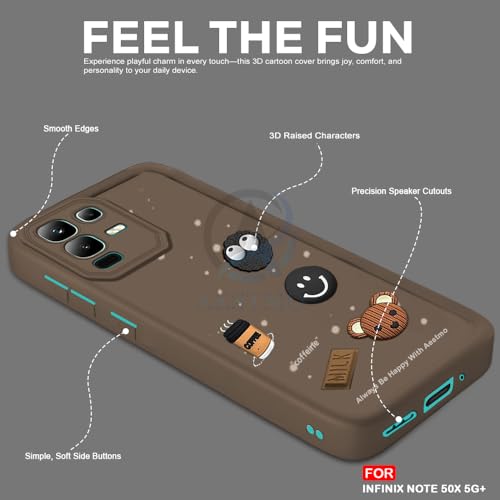 Image of AESTMO Back Case Cover for Infinix Note 50X 5G+ Cover | Cute Fun Cartoon 3D Ball | Coffee Silicone Case | Full Body Protection | Camera Protection Back Cover for Infinix Note 50X 5G+ (Brown)