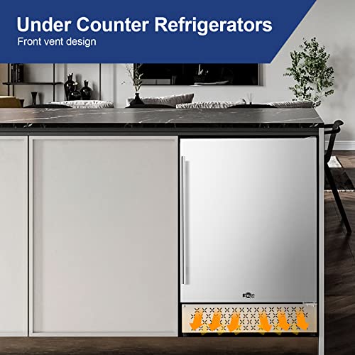 Image of Tylza Outdoor Beverage Refrigerator 24 Inch, Stainless Steel Under Counter Beverage Cooler, 190 Cans Beer Fridge Built-in and Freestanding Beverage Fridge