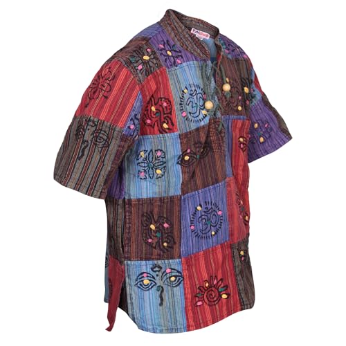 Ezhippie T-shirt patchwork hippie à manches courtes pour homme, Mix, 3XL – vue 2