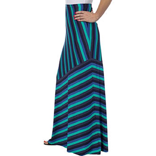 Matty M Ladies’ Long Skirt-Blue Stripe, Teal, Large3