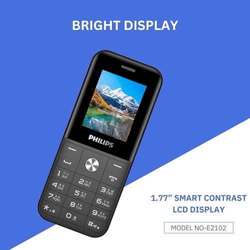 Image of PHILIPS All-New E2102 Sleek & Stylish |Keypad Mobile with 1.77 inch Screen|1000 MAH Battery | 2030mm Speaker| Wireless FM | Bright Torch| Digital Camera|CoolGray