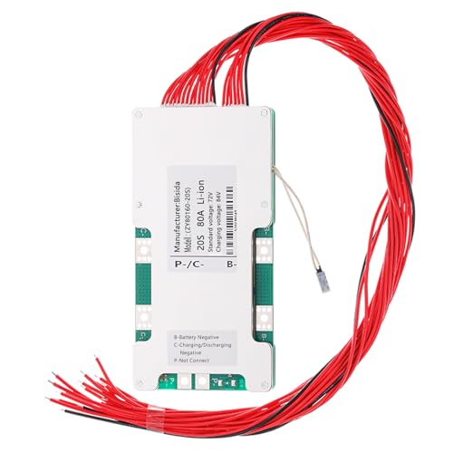 Bisida 20S BMS 72V Lithium Ion Protection Board with Balance Wire and NTC, Common Port, Multiple Protection, Battery Management System for Solar Energy Storage Lithium-ion Battery Pack (20S 72V 80A)