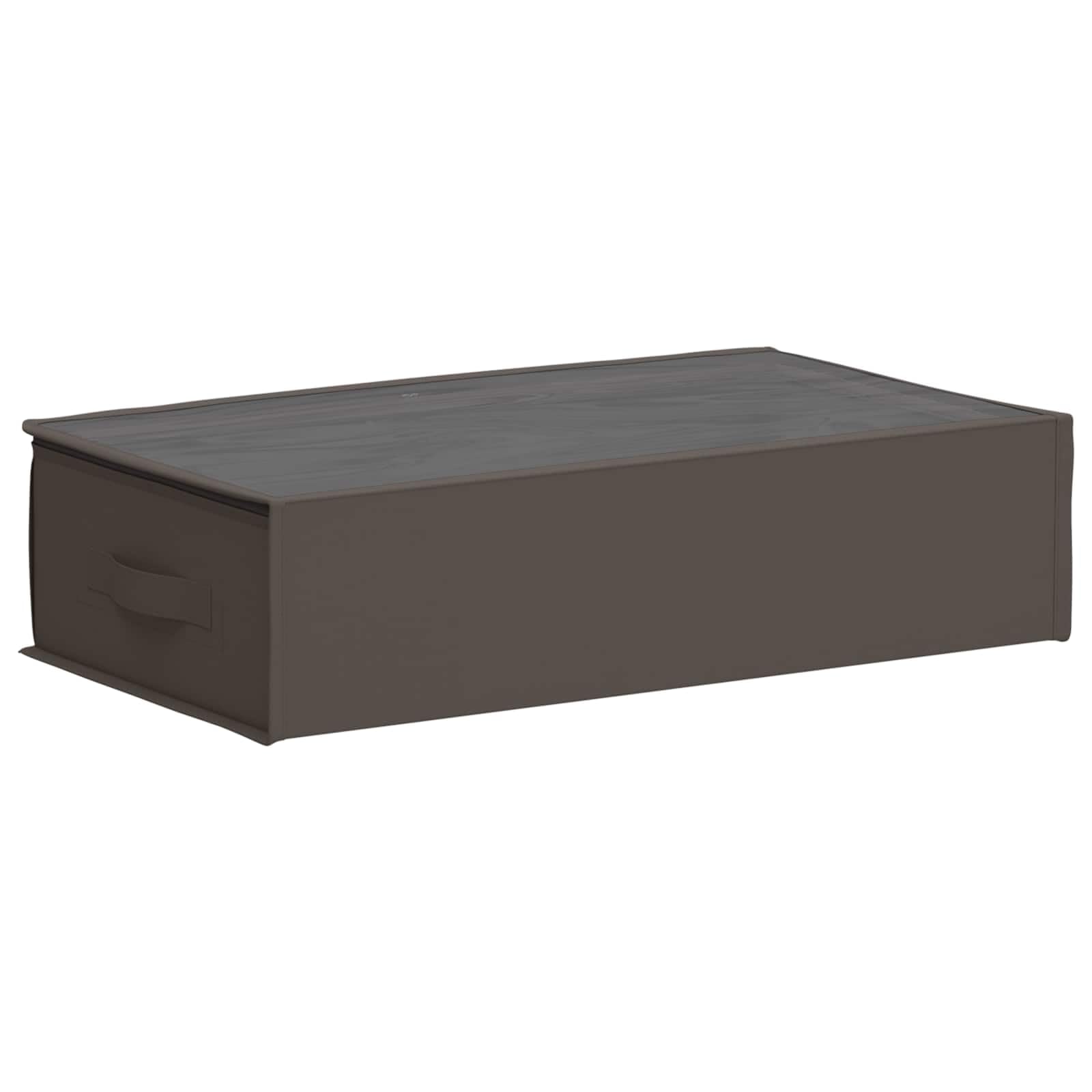 Caja de almacenaje con ventana superior transparente gris de tela no tejida transpirable, 70 x 40 x 18 cm, juego de 6 unidades, plegable con práctica asa para ordenar el dormitorio y la oficina