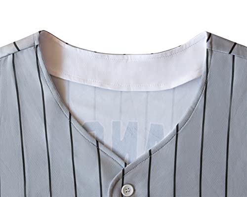 Tifiya Los Angeles 99 Stripes Printed Baseball Jersey La Softball Jersey Short Sleeve Button Down Shirts For Young Men Women T048-Grey-S #TOP4