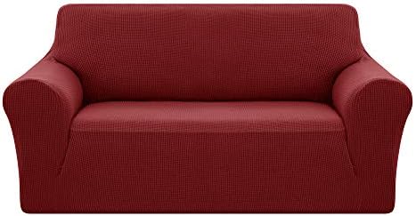 Deconovo Jacquard Sofa Cover Stretch Slipcovers Small Checks Polyester Anti-Slip Spandex Fabric Sofa Fabric Protector Couch Cover(Three Seater, Beige)