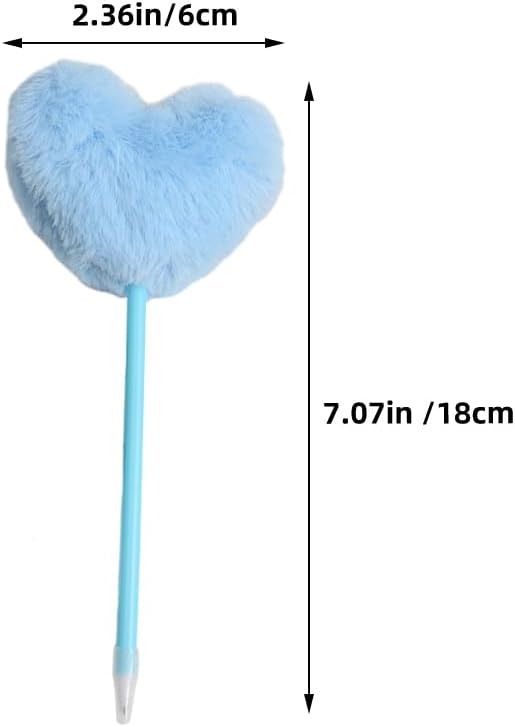 TEHAUX Colorful Fluffy Ball Pen 7pcs: Heart Shape Pom Pom Pen - Cute Fuzzy Pens - 7 Color Fluffy Pens for Girls - Pom Pom Pens for Home School Office Use