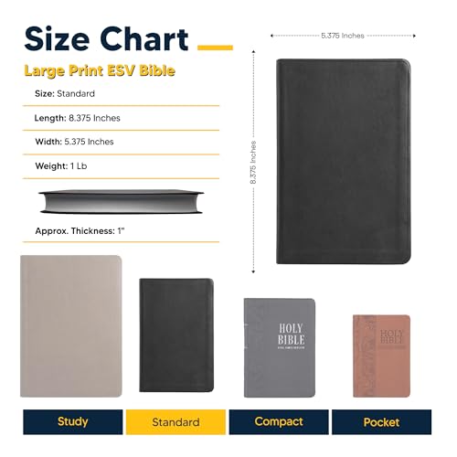 Image of Personalized ESV Thinline Bible Large Print English Standard Version Faux Leather Holy Bible ESV with Custom Name, Date and Text | Custom Gift for Christian & Religious Celebrations | Black