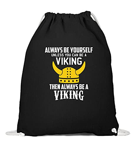 Bolsa de gimnasio de algodón negro con diseño vikingo de 37x46 cm para deporte