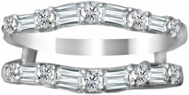 Purvika Jewels 2.00 Carat Baguette and Round Lab-Created Diamond Ring Enhancer Wrap Guard, 14K White Gold Finish, Engagement Ring