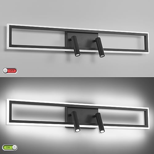 Image of SOLFART Vanity Lights for Bathroom 32 Inch Dimmable Matte Black Led Lights for Bathroom 3 Colors Wall Light