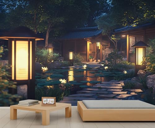 Japanese Garden Mural Wallpaper, Zen Garden Wall Murals, Japanese Wallpaper, 3D Mural for Living Room Bedroom Wall Decors