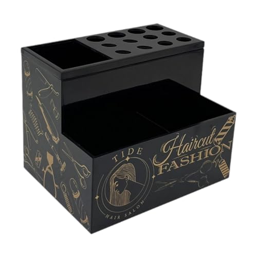 Menolana Salon Scissors Holder Rack Shear Holder Hair Brush Holder Professional Barber Scissors Holder Box for Clips Combs Hairstyling, black