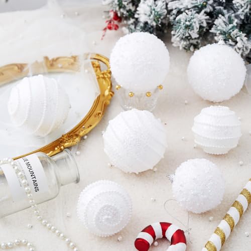 White Christmas Ball Ornaments, Christmas Ball Decorations Shatterproof Plastic Hanging Pearl Balls for Holiday Party(70mm/2.76", 12ct) - image 3