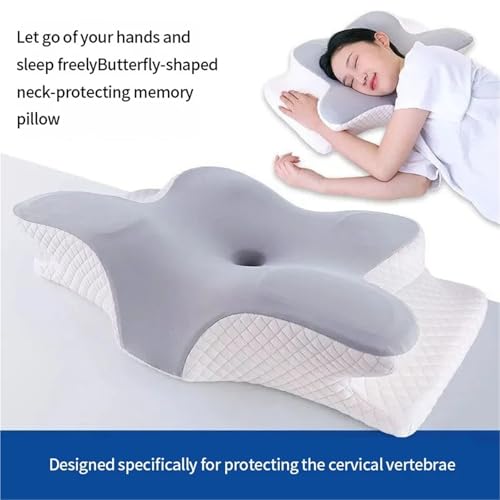 Oreiller ergonomique cervical papillon en coton à mémoire de forme vert
