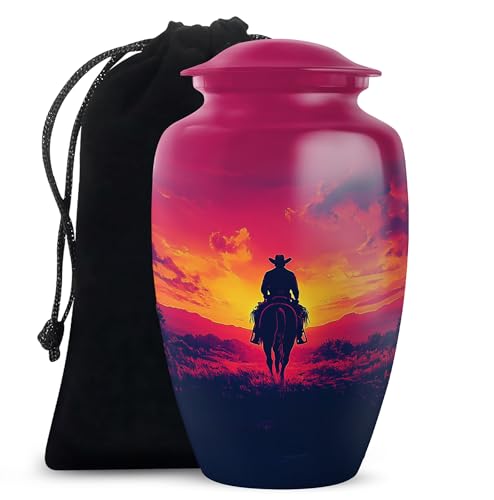 Image of Cowboy Urn - Large Urn for Ashes Adult Male - Urn for Ashes for Women - Cremation Urns for Human Ashes - Burial Urns - Size 10 Inch