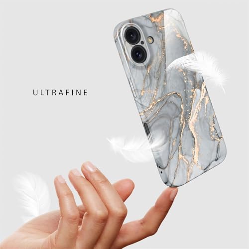 Coque iPhone 16 Plus marbre gris or rigide avec protection caméra intégrée - 5