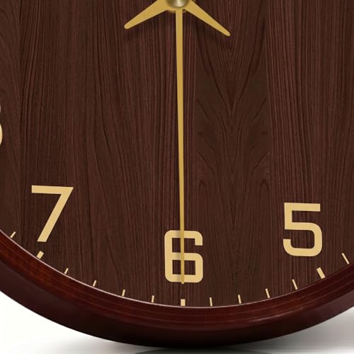Image of STAR WORK Silent Non-Ticking Wall Clock 12 inch Inch Analog Clock & LCD Display | Calendar Date, Day, Temperature, Operated Decorative Clock for Living Room, Kitchen, Bedroom,Office (Wooden Gold)