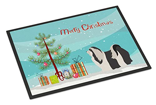Caroline's Treasures BB8476JMAT Havanese Christmas Doormat 24x36 Front Door Mat Indoor Outdoor Rugs for Entryway, Non Slip Washable Low Pile, 24H X 36W