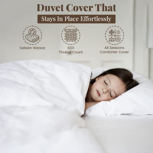 Decfair 100% Egyptian Cotton Duvet Cover King Ivory - Luxury Hotel Collection Comforter Cover King Size, Ultra Soft and Breathable Sateen Weave, Hidden Zipper Closure & 7 Corner Ties - 3 Piece Set by Decfair - Used condition - Image 3
