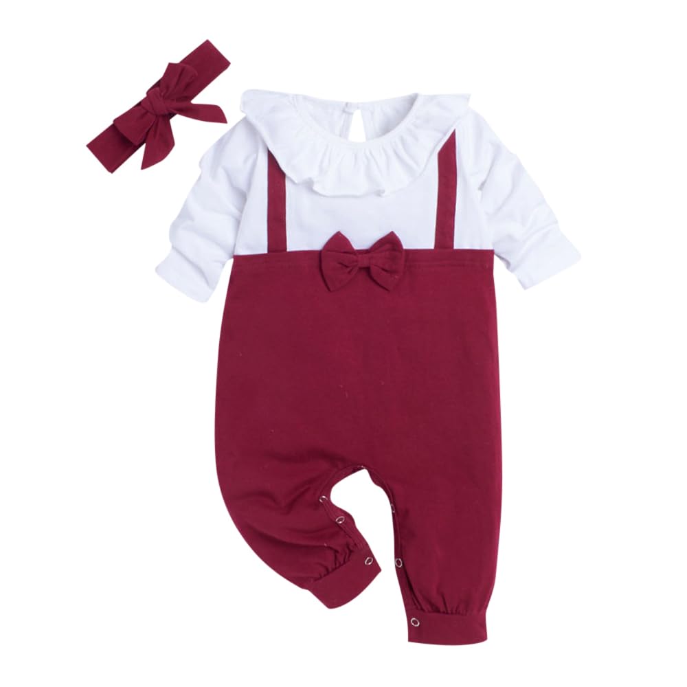 HopscotchMy Fashion Girls Cotton and Spandex Full Sleeves Solid Rompers in Red Color