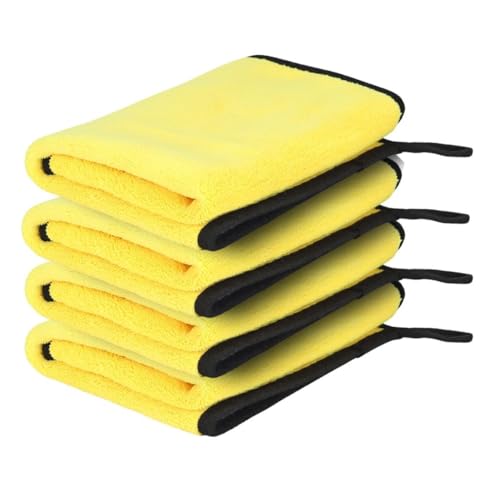 Image of Btag Microfiber Cleaning Cloth, 40x40 cms 600 GSM | Highly Absorbent,Lint and Streak Free, Multi-Purpose Wash Cloth for Kitchen,Car,Window,Stainless Steel,Silverwear(Yellow 40x40cms) Pack of 4