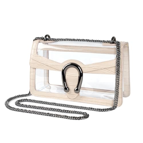Image of Joryin Women's Stadium Approved Crossbody Bag for Women, Small Clear Bag Shoudler Purse with Chain Strap