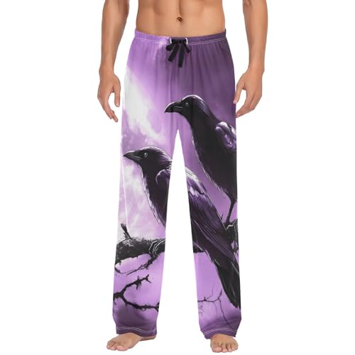 Ravens Moon Gothic Men's Pajama Bottoms Lounge Pajama Pants Sleep Bottoms with Pockets for Men S