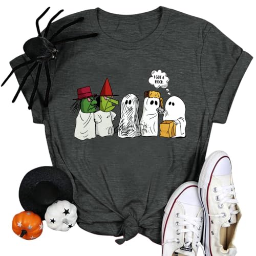 Halloween Shirt for Women I Got A Rock Halloween T-Shirt Short Sleeve Boo Ghost Tee Tops