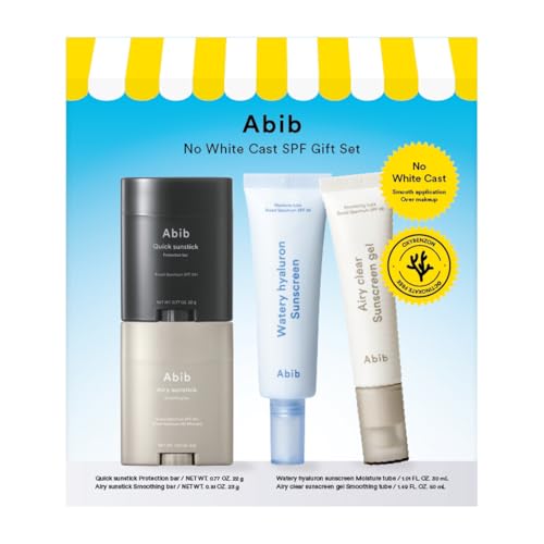 Image of Abib No White Cast SPF Gift Set 4EA Suncare Travel Essentials (Airy Sunstick + Quick Sunstick + Airy Sungel + Watery Sunscreen)