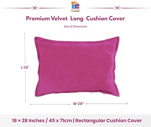 Image of RD TREND Corduroy Self Stripe 250 GSM Rectangular 18x 28 Inches Cushion Covers Set of 2 | Throw Pillow Covers for Sofa, Bed & Living Room | Perfect for Home Decor Magenta