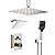 CASAINC 12-inch Thermostatic Shower System Ceiling Mounted 3 Function Luxury Dual Shower Head with Handheld Spray (Chrome)