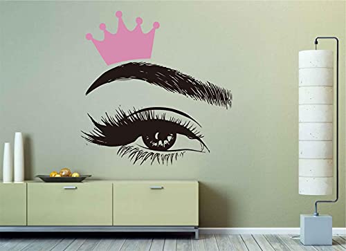 Beauty Salon Quote Wall Decal Stickers Make Up Store Home Decoration Murals Lc1360 (Pink Crown+Black Eye) #TOP2