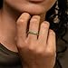 RANDES Full Eternity Ring Sterling Silver Emerald Green Stone Rings for Women Thin Anniversary Band 2mm Stackable Wedding Bands Size 8